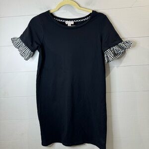Eliane Rose | Black Dress with Gingham Ruffle Sleeves Size Small